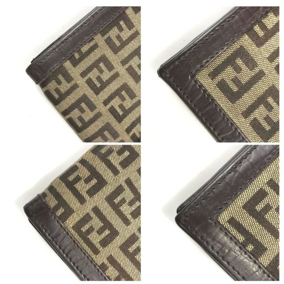 FENDI WALLET BI FOLD ZUCCA PATTERN CANVAS 2289 8M0032 TN9 099 Authentic - Picture 11 of 12